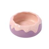 Guinea Pig Food Bowl Hamster Ceramic Water Dish Anti-Spill & Prevent Tipping Rabbit Feeding Bowl for Guinea Pig, Syrian Hamster, Bunny, Rat, Chinchilla, Squirrel, Small Animals (Pink+Purple) - Retail: