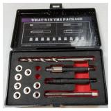 M6X1.0 Thread Repair Kit with 9.4mm Insert HSS Drill, Tap, Installation Driver, Counterbore, Stainless Steel Insert. Missing Pieces - Retail: $99