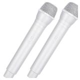 2PCS Fake Microphone Prop, Plastic Realistic Prop Microphone, Pretend Mics Simulate Speech Practice, Mic Prop for Karaoke Costume Role Play Christmas Cosplay Music Birthday Party Favors -White - Retai