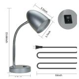 LED Desk Lamp, Flexible Gooseneck with Table lamp, 3.5W 240LM 4000K Cool White Study Lamps for Bedroom and Office, Eye Protection, ETL Listed Silver - Retail: $19