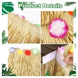 1 Pack Luau Grass Table Skirt Hawaiian Themed Party Decorations Natural 9 Feet x 29.5 Inch Table Skirt Flower Tropical Hula Dance Parties Supplies for Tropical, Hawaiian Themed, Birthday Party - Retai