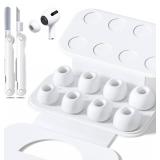4 Pairs Replacement Ear Tips for AirPods Pro 2nd/1st Generation with Portable Storage Box & Cleaner Pen, Noise Reduction Hole with & Built-in dust Guard Screen, Silicone Ear Tips for AirPods Pro (Whit