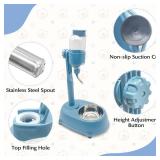 Dog Water Feeder Bottle with Stand, Dispenser Automatic Water Food Bowl for Cage No-Drip Leak-Proof Adjustable Raised Pet Slow Water Bottle Dog Kennel Durable Drinker (Blue, 17oz)