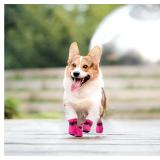 Dog Shoes for Small Dogs, Puppy Dog Boots & Paw Protector for Winter Snowy Days, Anti-Slip Sole Dog Booties for Indoor Hardwood Floor 4PCS (Pink, Size: 4) - Retail: $11