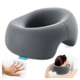 Massage Headrest for Bed, Ergonomic Memory Foam Massage Pillow, Face Down Pillow for Massage & Sleep, Breathable Face Pillow for Spa, Napping & Skincare, Relieves Neck Pain & Wrinkles, Grey - Retail: 