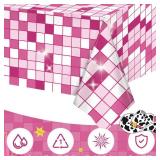 2Pcs Cow Print Tablecloth, Cowgirl Birthday Party Decorations, Waterproof Plastic Disco Table Cloth for Disco Pink Cowgirl Decorations Supplies 54X108inch - Retail: $8