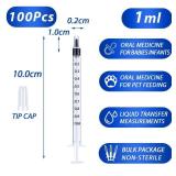1ml Syringe with Cap for Liquid, 1cc Plastic Small Syringes with Cover, Non-Sterile, No Needle - Retail: $10