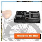 Bike Basket Rear, Folding Large Capacity Rear Bike Baskets, Collapsible Bicycle Storage Bike Milk Crate Rear Rack, Waterproof Cover for Shopping, Outings, Pets, E-Bike - Retail: $38
