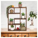 Wood Shadow Box, 15 x 12' Cubes Display Shelf, Freestanding & Wall Mountable Floating Shelves, 7-Compartment Knickknack Display Organizer with Screws for Christmas - Retail: $26'