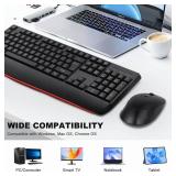 Wireless Keyboard and Mouse Combo, 2.4G Full-Size Ergonomic Computer Keyboard with Wrist Rest and 3 Level DPI Adjustable Wireless Mouse for Windows, PC/PS/Desktop/Mac/Laptop, Black - Retail: $17
