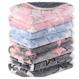 4 Pcs Waterproof Guinea Pig Blankets Washable Small Animal Fleece Bedding Guinea Pig Cage Liners Reusable Training Pads Pet Pee Pad Sleep Mat for Hamster(Cute Star Pattern,24 x 47 Inch) - Retail: $35