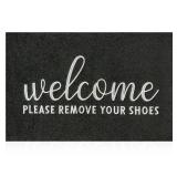 Welcome Mat Outdoor Please Remove Your Shoes Doormat Non Slip Indoor Front Door Mats Quickly Trap Dirt Easy to Clean for Entrance High Traffic Areas Black - Retail: $20