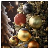 Vintage Copper Glass Christmas Ornaments 5Pcs Textured Ball Ornaments Neutral Xmas Tree Decor Antique Tabletop Balls with Hanging Rope for Winter Holiday - Retail: $15