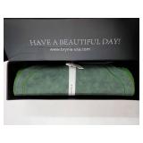 Embroidered Scalloped Faux Leather Placemats Set of 4 - Wipeable Luxury Dinner Table Mats for Dining & Kitchen Decor, Christmas, 17.25 x 15', Green - Retail: $50'