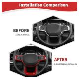 RAM Steering Wheel Panel Trim Sticker for RAM 2018 2019 2020 2021 2022 2023 2024-Present Red Interior Accessories 2pcs - Retail: $22