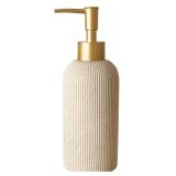 Sand Beige Hand Soap Dispenser for Bathroom and Kitchen with Matte Gold Pump, Lotion, Dish Soap, Multiuse, Luxury Farmhouse Style, Sandstone Finish, Rust Proof, 7oz (Matte Gold) - Retail: $27