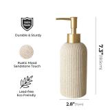 Sand Beige Hand Soap Dispenser for Bathroom and Kitchen with Matte Gold Pump, Lotion, Dish Soap, Multiuse, Luxury Farmhouse Style, Sandstone Finish, Rust Proof, 7oz (Matte Gold) - Retail: $27