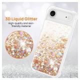 iPhone 17 Air, Shockproof Clear TPU Phone Glitter Case with 1 Screen Protector, Bling Glitters Case for Women, Gold - Retail: $14