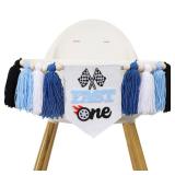 Fast One 1st Birthday High Chair Banner - Race Car Blue Tassel Highchair Decor for Boys, My First Lap Birthday Decor - Retail: $15