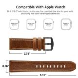 Leather Bands Compatible with Apple Watch 46mm 45mm 44mm 42mm(Series 1 2 3) Band Men Women, Vintage Genuine Leather Wristband Replacement Band Compatible for Apple Watch iwatch Series 10 9 8 7 6 5 4 S