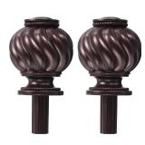 Curtain Rod Finials, 2Pcs Plastic Drapery Rail Pole Head Cap Decorative Window Curtain Rail End Fits Dia. 19mm(3/4) Curtain Rods (Brown) - Retail: $16'
