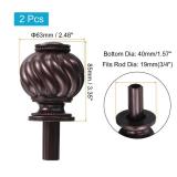 Curtain Rod Finials, 2Pcs Plastic Drapery Rail Pole Head Cap Decorative Window Curtain Rail End Fits Dia. 19mm(3/4) Curtain Rods (Brown) - Retail: $16'