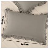 2 Pack Pillow Cases Standard Size, 20x26 Microfiber Pillow Shams Dark Gray Ruffle Pillow Case, Soft Breathable and Non Shrinking Envelope Closure Pillow Cases Ruffle Pillow Covers - Retail: $10