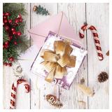 Champagne Velvet Wired Ribbon 1 Inch Velvet with Satin Christmas Ribbon for Gift Wrapping Christmas Tree Decoration Crafts Wreaths Supplies-Continuous 10 Yards - Retail: $25