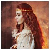 Handmade Braided Fairy Circlet Medieval Celtic Headpiece Gold Crown Fantasy Headband White Beads Cosplay Hair Accessory Vintage Headdress for Renaissance Birthday Rave Masquerade - Retail: $7