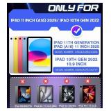 iPad 11-inch (A16) 2025/ iPad 10th Generation 2022 (10.9 inch), Shockproof Cover 10th Generation with Pencil Holder & Kickstand, Black+Blue - Retail: $20