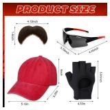 6 Pcs Halloween Hawaiian Couple Costume Daily Love Movie Costume Accessories Include Coconut Bra Mophead Wig Mustache Baseball Cap Gloves Glasses for Adults Cosplay Party