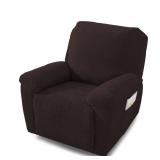 Recliner Covers, Stretch Recliner Chair Covers 4 Pieces 1 Seater Furniture Protector Soft Recliner Slipcover Covers for Recliners for Kids, Pet, Dark Brown