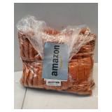 Burnt Orange Fleece Throw Blanket 50x60 for Couch Sofa Bed, Super Soft Cozy Plush Microfiber Flannel Blanket with Stripes Design Lightweight for Adults, Woman, Girls