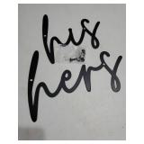 His and Hers Sign Metal Wall Art Metal Letters Decor for Bathroom Kitchen Bedroom Bathroom Towel Rack Wall Decor Great Gifts for Family - Retail: $9