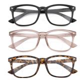 3 Pack Bifocal Reading Glasses For Women Men PC Rectangle Frame Anti Blue-ray Multifocal Readers with Spring Hinge(1.25x) - Retail: $21