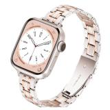 Slim Metal Band for Apple Watch Bands for Women 41mm 40mm 42mm(S10/11) 38mm iWatch Bands, Thin Dressy Fancy Strap for Apple Watch Band Series 10 11 Series 9 8 SE 7 6 5 4 3-Starlight+Rose Gold - Retail