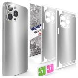 2Pcs Skin Wrap Compatible for iPhone 15 Pro Max Slim Decal Vinyl Protective Film for Sides & Back Sleek Fit, Premium Look Compatible with iPhone 15 Pro Max Cases - Silver - Retail: $7