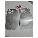 2Pcs Skin Wrap Compatible for iPhone 15 Pro Max Slim Decal Vinyl Protective Film for Sides & Back Sleek Fit, Premium Look Compatible with iPhone 15 Pro Max Cases - Silver - Retail: $7