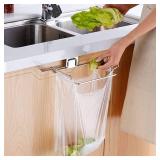 Large Stainless Steel Trash Bag Holder for Kitchen Cabinets Doors and Cupboards, Under Sink Bag Holder, Garbage Bag Holder, Waste Can, Kitchen Trash Cans - Retail: $9