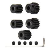 5Pack ShareGoo Steel 48P 3.175mm Pinion Gear Sets 13T 14T 15T 16T 17T fit 3.175mm (1/8-Inch) Shaft Compatible with Arrma HPI Kyosho Losi Axial Traxxas Tamiya Associated 1/10 RC Car Monster Truck Buggy