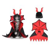Cat Costume, Dog Halloween Costumes, Adjustable Vampire Costume with Devil Horns, Comfortable Halloween Costumes for Dogs Cats - Retail: $5