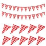 10 Strips Red and White Checkered Banner Gingham Pennant Banner Flag Paper Pennant for BBQ Picnic Carnival Theme Birthday Wedding Pizza Festivals Party Decorations Outdoor Home Decor - Retail: $14