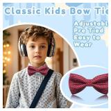 Kids Polka Dot Bow Tie, Pre-tied Bow Ties for Boys Girls Adjustable Toddler Clip on Bow Tie for Wedding Party (Dark Red) - Retail: $9