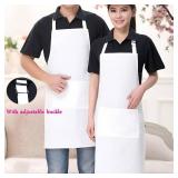 White Chef Hat And Apron For Men Women Adults Set, Chef Costume, White Apron With Pockets, Aprons For Cooking, Chef Outfit - Retail: $15