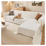Sectional Couch Covers, 2 Pieces Washable L Shaped Couch Covers Sofa Blanket for Dogs Pet Friendly Sectional Sofa Slipcovers Furniture Protector,71x 110"+ 71"x 118",(X-Large, Cream White) - Retail: $6
