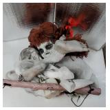 Scary Halloween Decorations Outdoor, Halloween Hanging Scary Swing Girl Decorations Winging White Doll with Creepy Sound and Light Up Eyes Sound, Animatronics Hanging Decor.