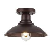 Oil Rubbed Bronze Outdoor Semi Flush Mount Ceiling Light Fixture, Metal Farmhouse Kitchen Light with E26 Based Socket, Round Semi Flush Ceiling Light for Kitchen - Retail: $38