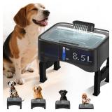 8.5L/2.25Gal Elevated Dog Water Fountain, Xetino 4 Height Adjustable Raised Dog Water Bowl Dispenser for Large Dogs with Stainless Steel Tray, Pet Water Fountain with Ultra Quiet Pump and Filter - Ret