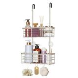 Hanging Shower Caddy Organizer - No Drilling Shower Organizer with Hooks, Rustproof & Waterproof 304 Stainless Steel Bathroom Shelves - Brushed Nickel - Retail: $28