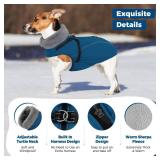 Small Dog Coat, Dog Coat for Small Dogs, Reflective Windproof Dogs Jackets with Built-in Harness, Doggy Winter Jacket with Zipper On Back, Warm Pet Coats with Fleece Lining, Blue, S - Retail: $33